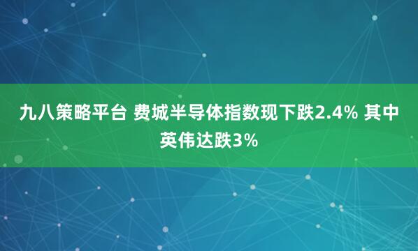 九八策略平台 费城半导体指数现下跌2.4% 其中英伟达跌3%